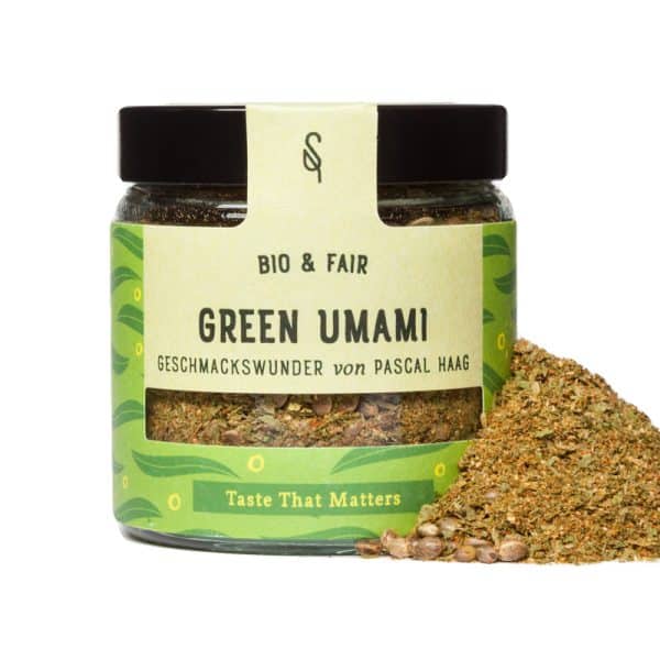 Glas mit der Bio-Gewürzmischung Green Umami von SoulSpice
