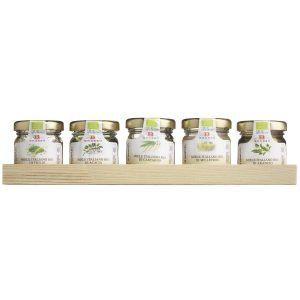 BIO-Honigset von Brezzo mit fünf verschiedenen italienischen Honigsorten in kleinen Gläsern à 35 g