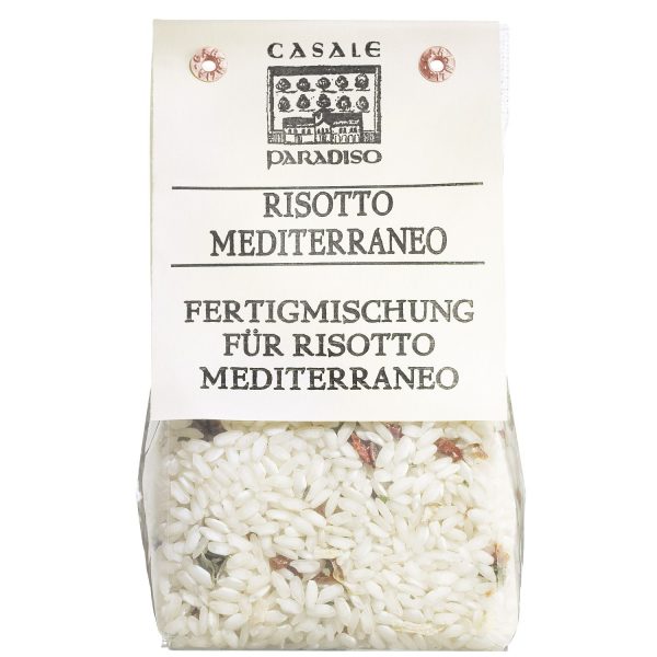 Eine Packung Risotto-Mischung "Risotto Mediterraneo" aus Italien.