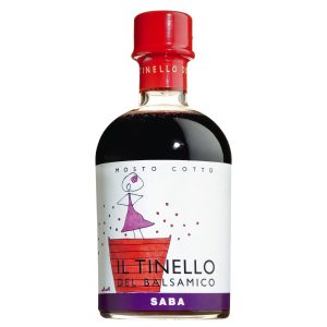 Eine Flasche Saba (eingekochter Traubenmost) "Il Tinello" von Il Borgo del Balsamico.
