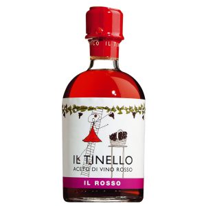 Eine Flasche Rotweinessig (Aceto di Vino Rosso) "Il Tinello" von Il Borgo del Balsamico.