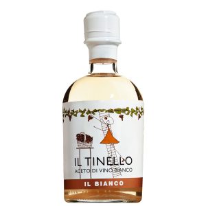 Eine Flasche Weißweinessig (Aceto di Vino Bianco) "Il Tinello" von Il Borgo del Balsamico.