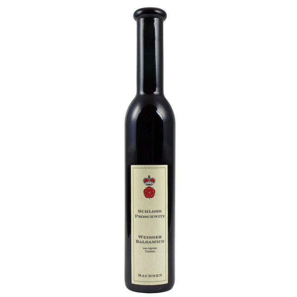 Eine Flasche Weißer Balsamessig (Balsamico Weiss) vom Weingut Schloss Proschwitz.