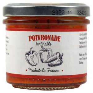 Ein Glas Poivronade (Paprikaaufstrich) der Marke Cruscana.