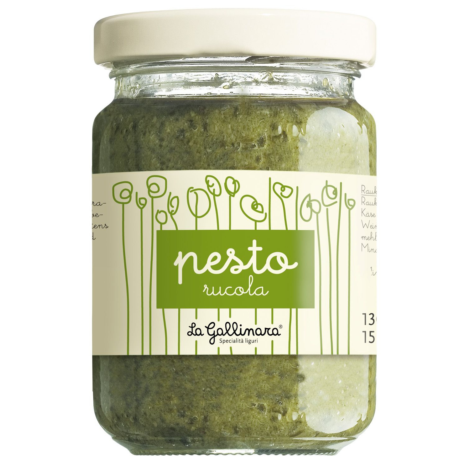 Ein Glas La Gallinara Rucola-Pesto (Pesto di rucola).