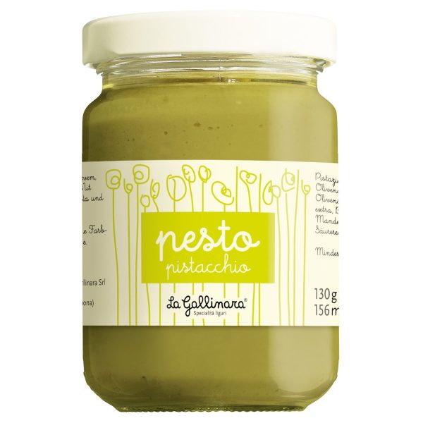 Ein Glas La Gallinara Pesto al Pistacchio (Pistazienpesto).
