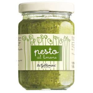 Ein Glas La Gallinara Pesto al Limone (Zitronen-Pesto).