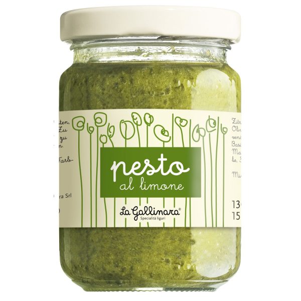 Ein Glas La Gallinara Pesto al Limone (Zitronen-Pesto).
