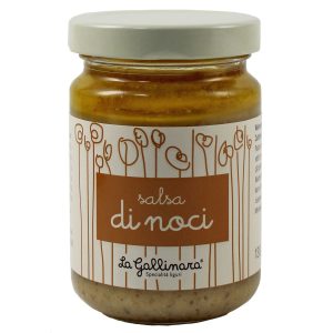 Ein Glas La Gallinara Salsa di Noci (Walnusssauce).