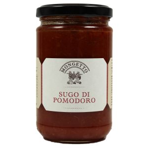 Ein Glas Mongetto Sugo di Pomodoro, eine reine Tomatensauce.