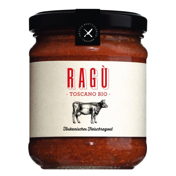 Ein Glas Viani Ragù Toscano, ein Fleischragout nach toskanischer Art.