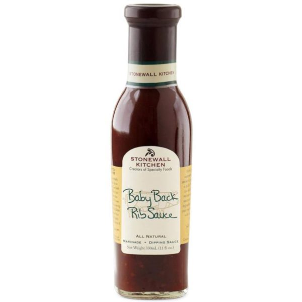 Eine Flasche Stonewall Kitchen Baby Back Rib Sauce.