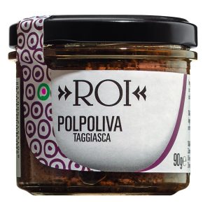 Ein Glas Olio Roi Polpoliva Taggiasca (Olivencreme).