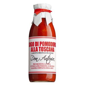 Ein Glas Sugo alla Toscana von Don Antonio mit Tomaten und Knoblauch.