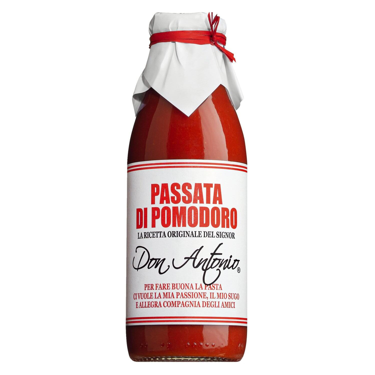 Ein Glas Passata di Pomodoro mit passierten Tomaten von Don Antonio.