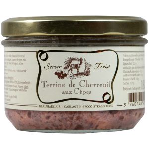 Eine Terrine mit Rehfleisch und Steinpilzen, hergestellt von Servir Frais Beauharnais.