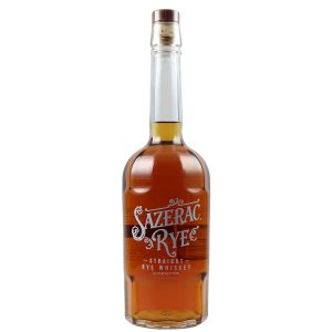 Eine Flasche Sazerac Straight Rye Whiskey 0,7l - mit einem schmalen Flaschendesign.