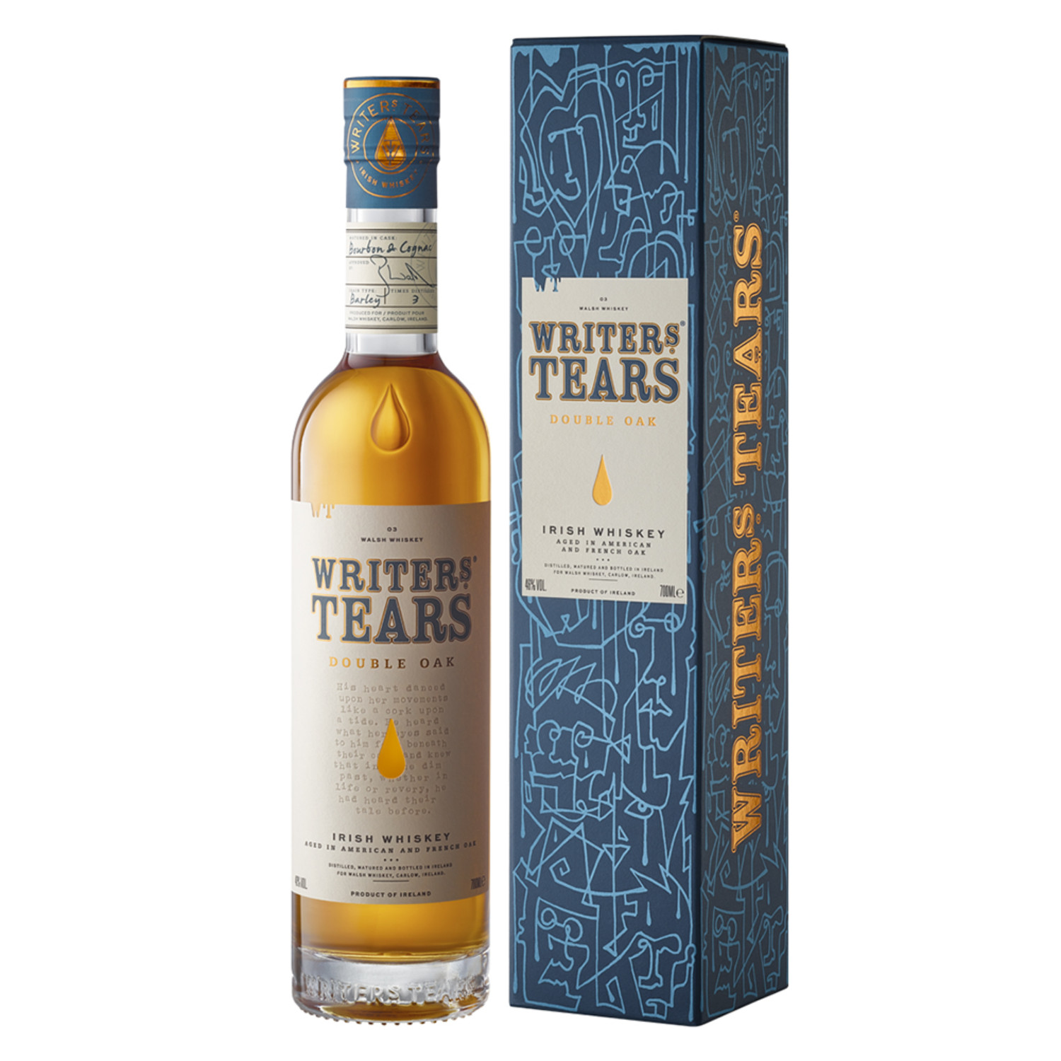 Eine Flasche Writers' Tears Double Oak Irish Whiskey 0,7l - in einer Geschenkverpackung.
