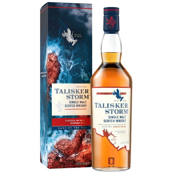 Eine Flasche Talisker Storm, 0,7 l, mit einem ellem Etikett