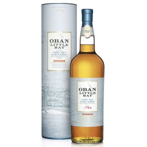 Eine Flasche Oban Little Bay, 0,7 l, mit einem hellem, eleganten Etikett