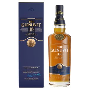 Eine Flasche The Glenlivet 18 Jahre, 0,7 l, mit einem dunklen, eleganten Etikett.