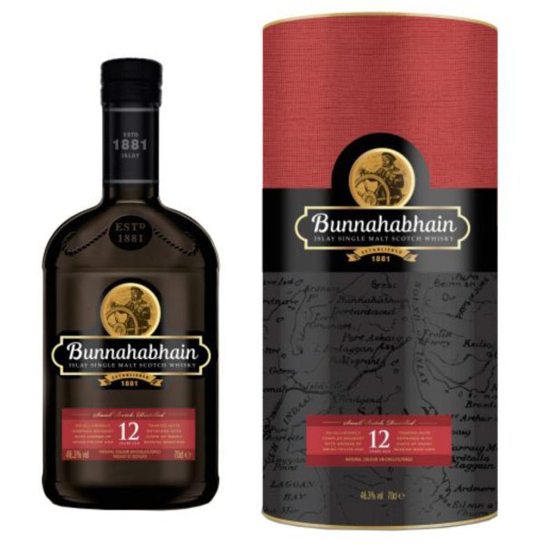 Flasche Bunnahabhain 12 Jahre, 0,7 l – schlichte, dunkle Flasche