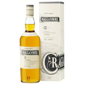 Flasche Cragganmore 12 Jahre, 0,7 l – schlichte, durchsichtige Flasche mit hellem Etikett