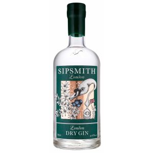 Flasche Sipsmith London Dry Gin, 0,7 l – klarer Gin mit markantem Etikett und schwarzem Verschluss