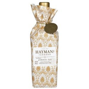 Flasche Hayman's English Cordial Gin, 0,7 l – goldfarbener Gin mit einem traditionellen Etikett