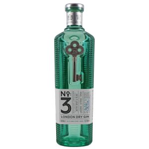 Flasche No. 3 London Dry Gin, 0,7 l – klarer Gin mit einem Etikett, das einen Schlüssel zeigt
