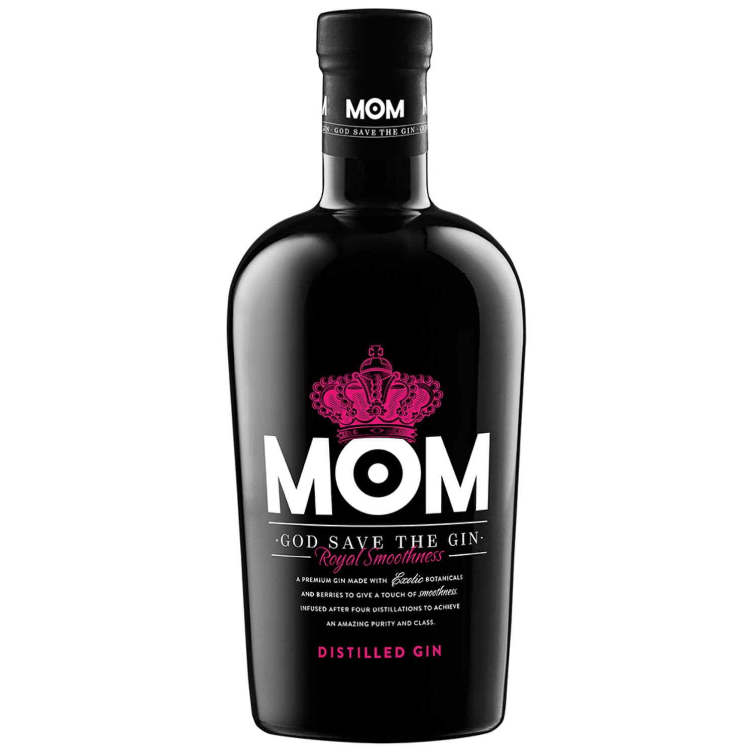 Flasche MOM Smoothness Gin, 0,7 l – klarer Gin mit einem Etikett, das ein Herz zeigt