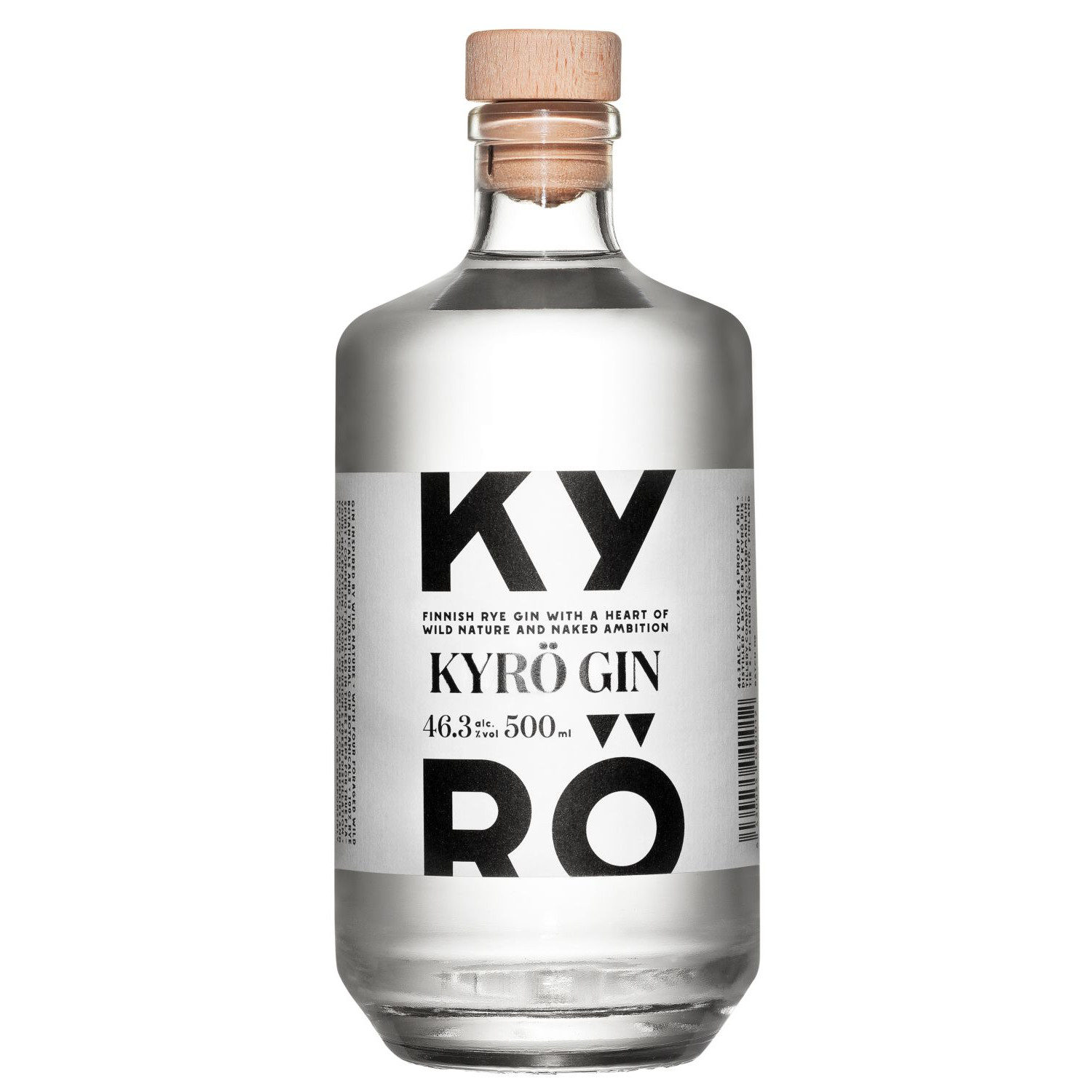 Flasche Kyrö Gin, 0,5 l – klarer Gin mit modernem, minimalistischem Etikett