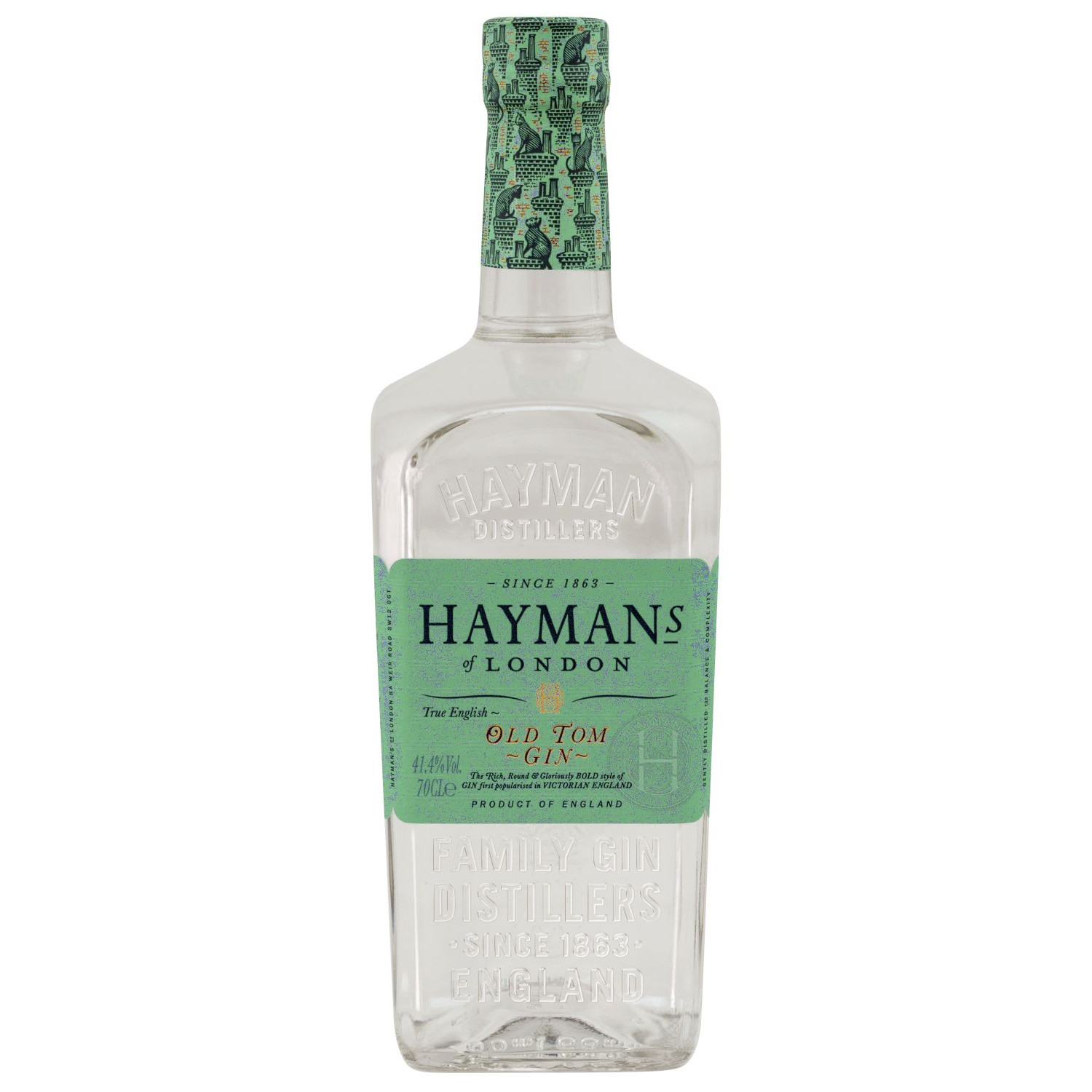Flasche Haymans Old Tom Gin, 0,7 l – klarer Gin mit grünem Etikett