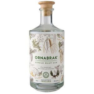Flasche Ornabrak Single Malt Gin, 0,7 l – klarer Gin mit markantem Etikett