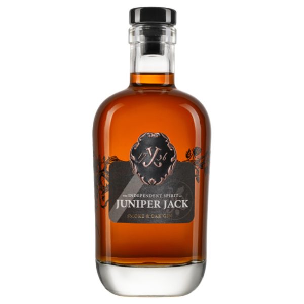 Flasche Juniper Jack Smoke & Oak Gin, 0,5 l – klarer, leicht gelb gefärbter Gin