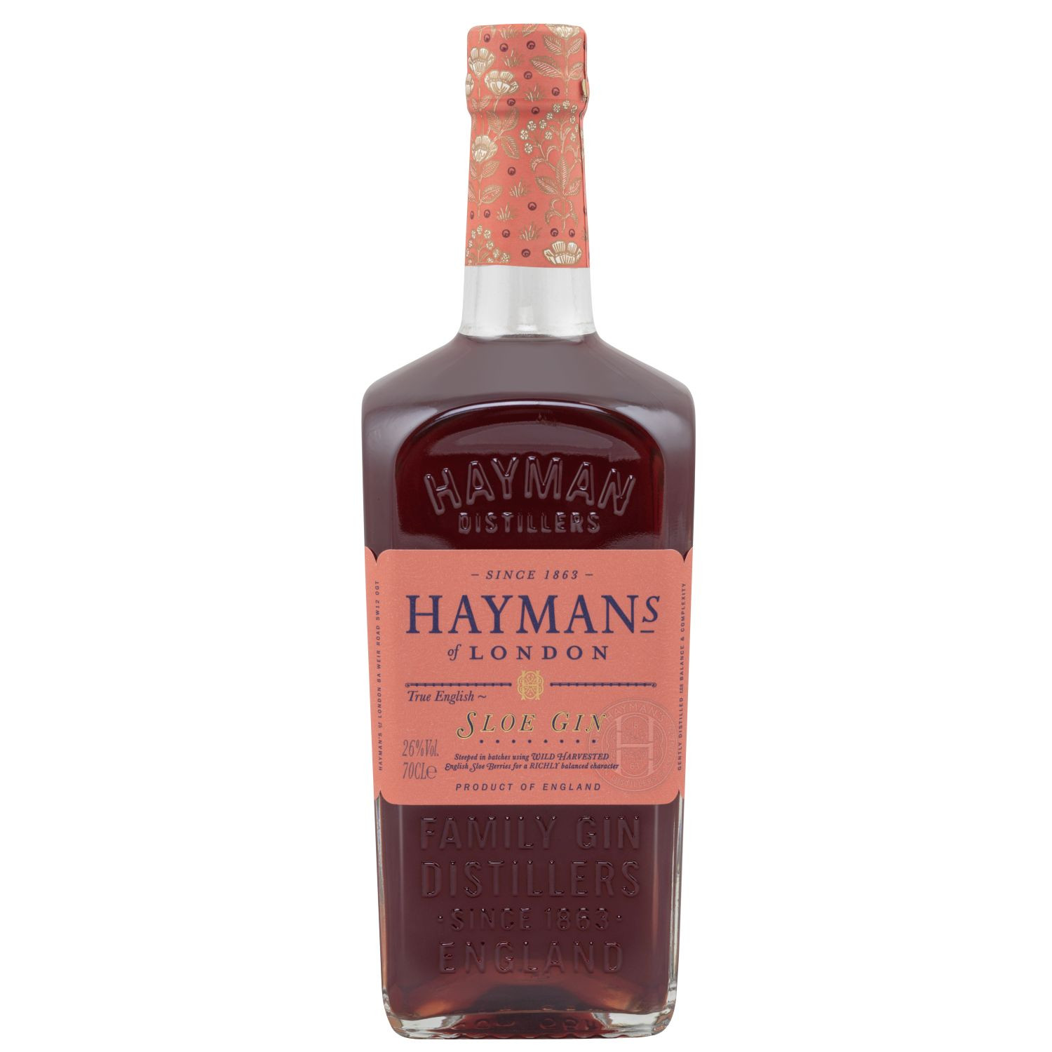 Flasche Haymans Sloe Gin, 0,7 l – klarer, rubinroter Gin-Likör