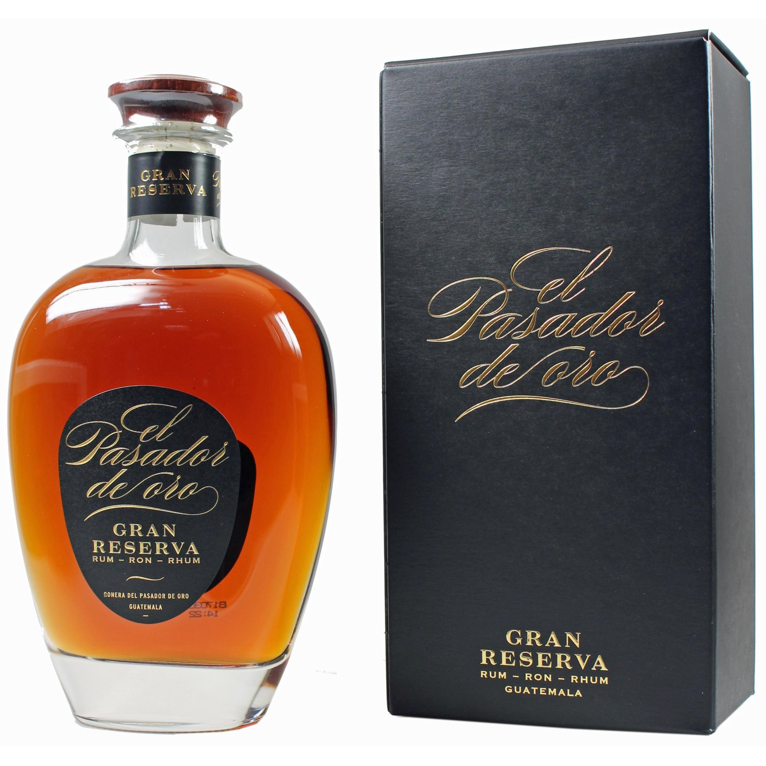 Flasche El Pasador de Oro Grand Reserva, 0,7 l – goldfarbener Rum mit gelbem Etikett