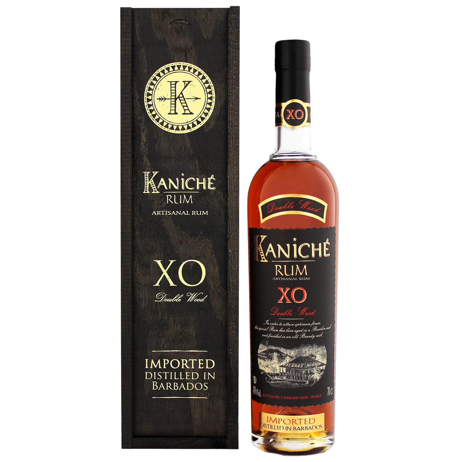 Flasche Kaniché XO Double Wood Rum, 0,7 l – dunkler Rum mit braunem Etikett