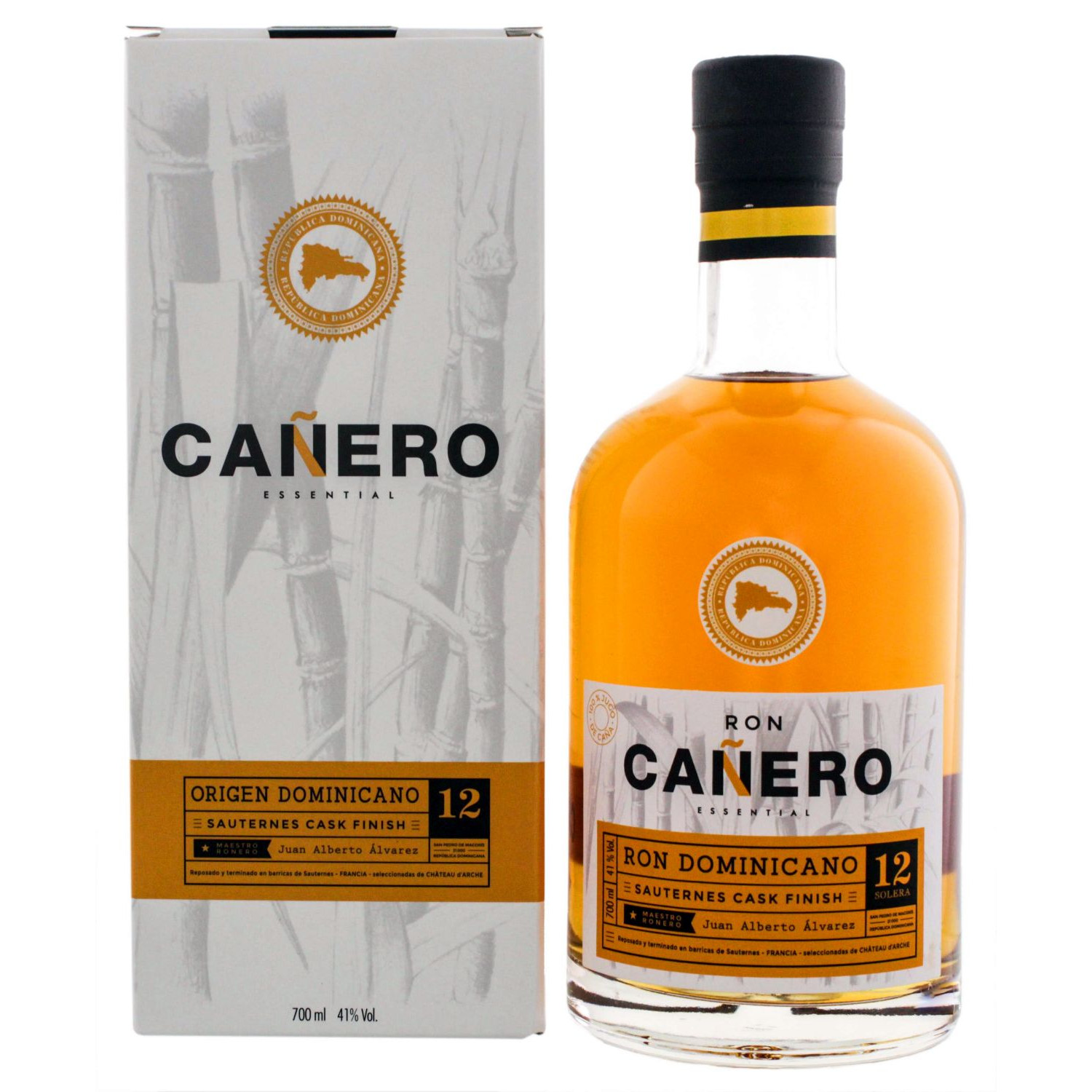 Flasche Ron Cañero 12 Jahre, 0,7 l – dunkler Rum in einer eleganten Flasche