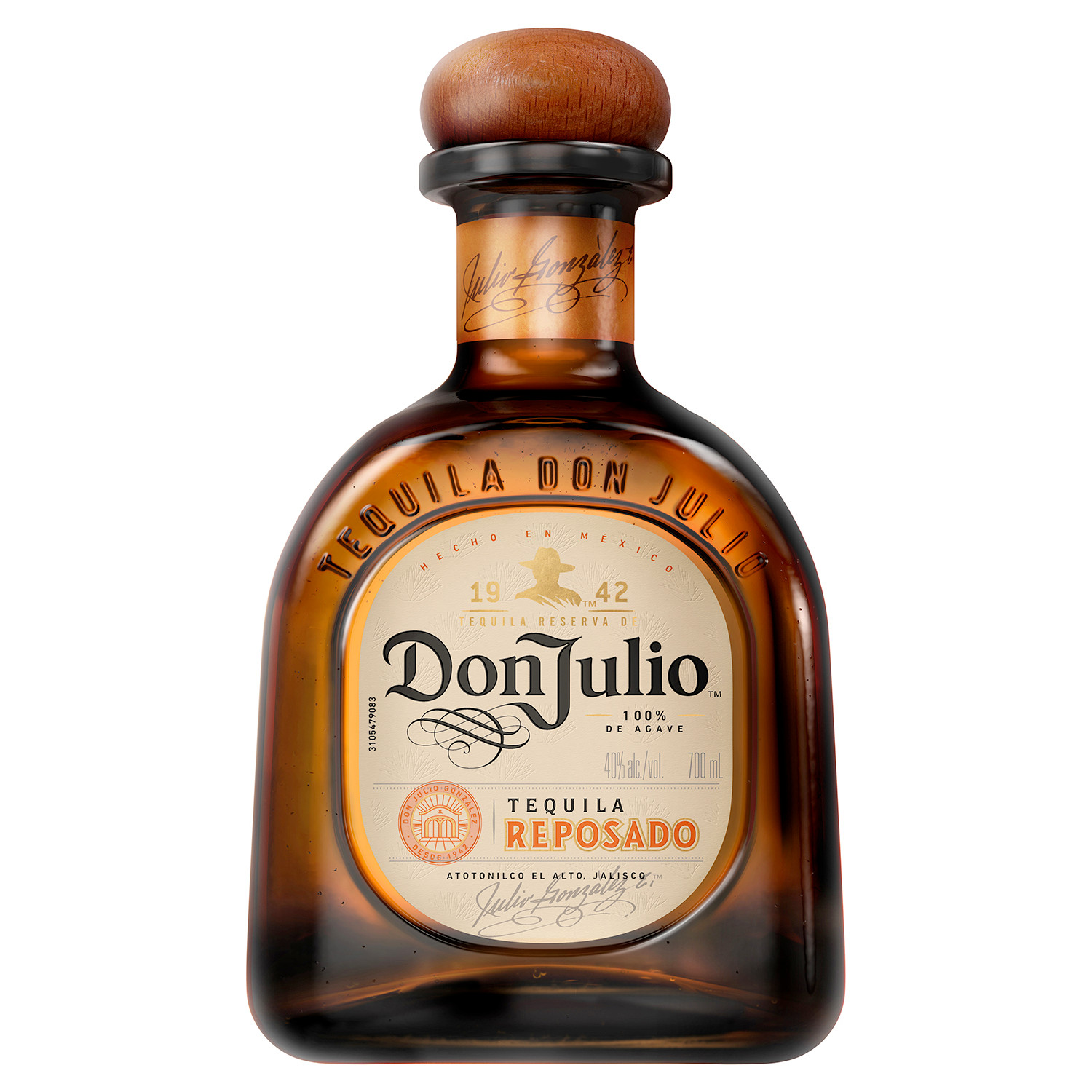 Flasche Don Julio Tequila Reposado, 0,7 l – goldfarbener Tequila mit elegantem Etikett