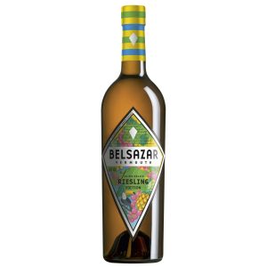 Flasche Belsazar Riesling Edition, 0,75 l – heller, deutscher Wermut mit einem auffälligen Etikett