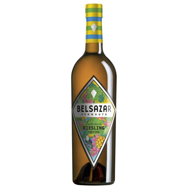 Flasche Belsazar Riesling Edition, 0,75 l – heller, deutscher Wermut mit einem auffälligen Etikett