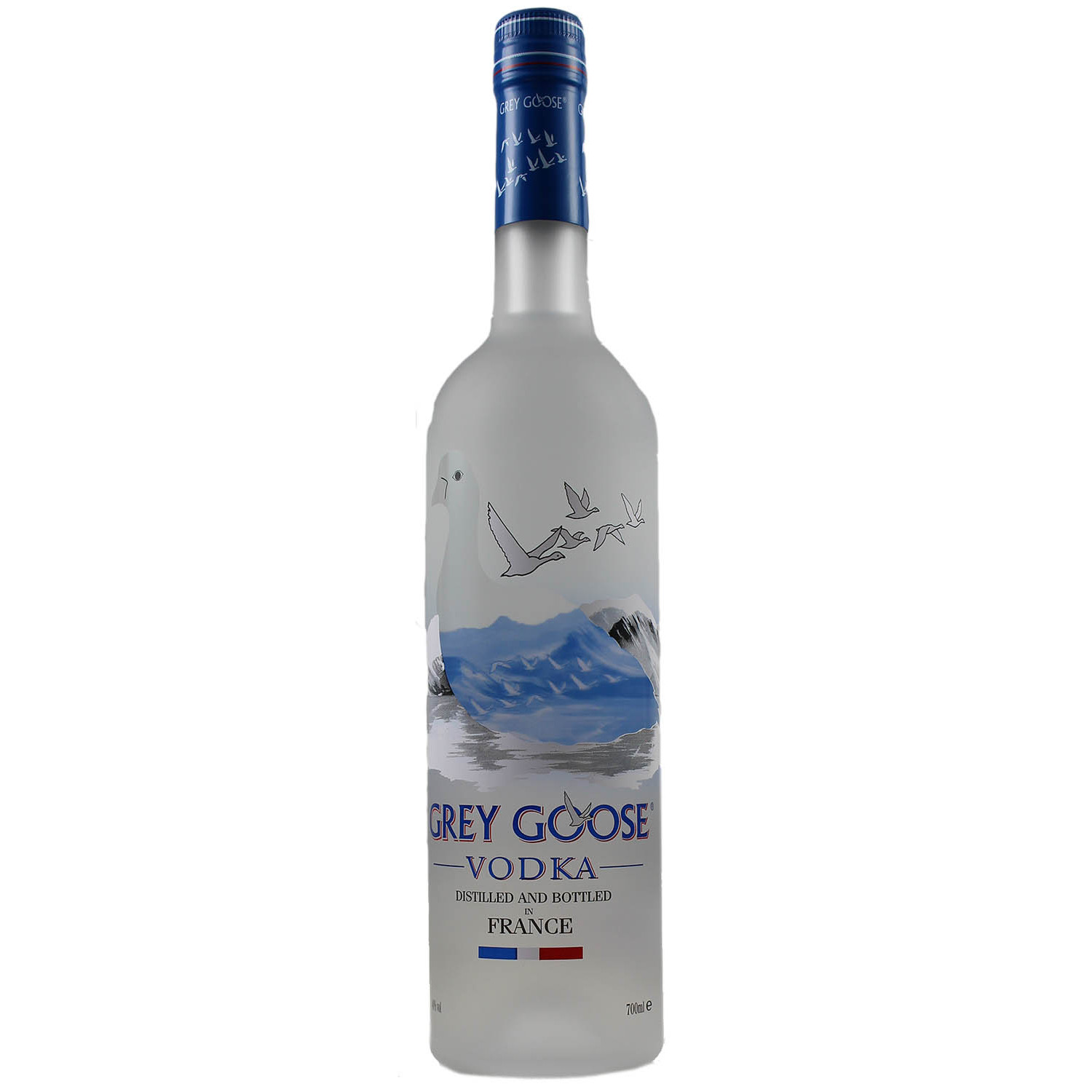 Flasche Grey Goose Vodka, 0,7 l – ikonische, gefrostete Flasche mit dem Logo einer fliegenden Gans