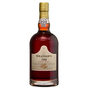 Flasche Graham's 30 Jahre Tawny Port, 0,75 l – bernsteinfarbener Portwein mit einer goldenen 30 auf dem Etikett
