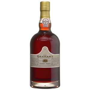 Flasche Graham's 40 Jahre Tawny Port, 0,75 l – bernsteinfarbener Portwein mit einer goldenen 40 auf dem Etikett