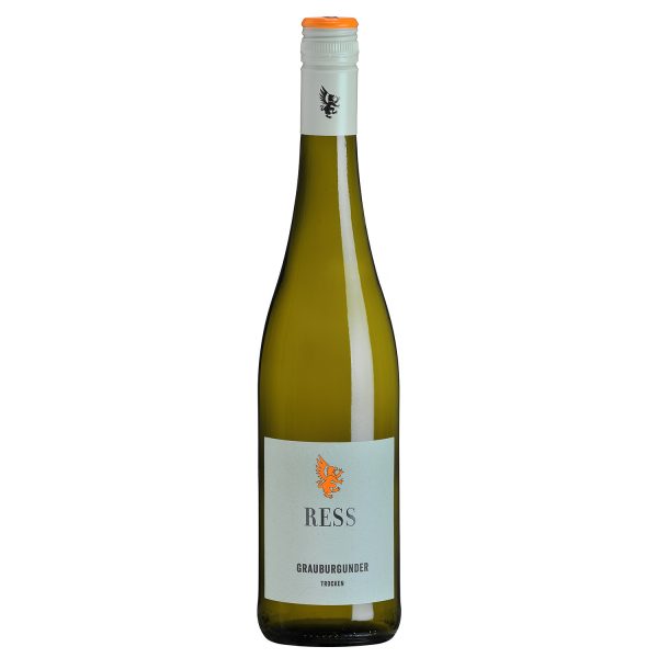 Flasche Grauburgunder Qualitätswein trocken vom Weingut Balthasar Ress, Rheinhessen, Deutschland, 0,75 l