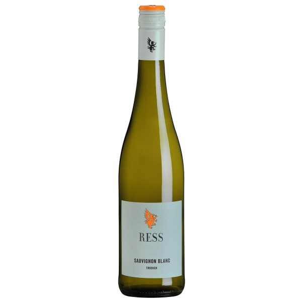 Flasche Sauvignon Blanc Qualitätswein trocken vom Weingut Balthasar Ress, Rheinhessen, Deutschland, 0,75 l