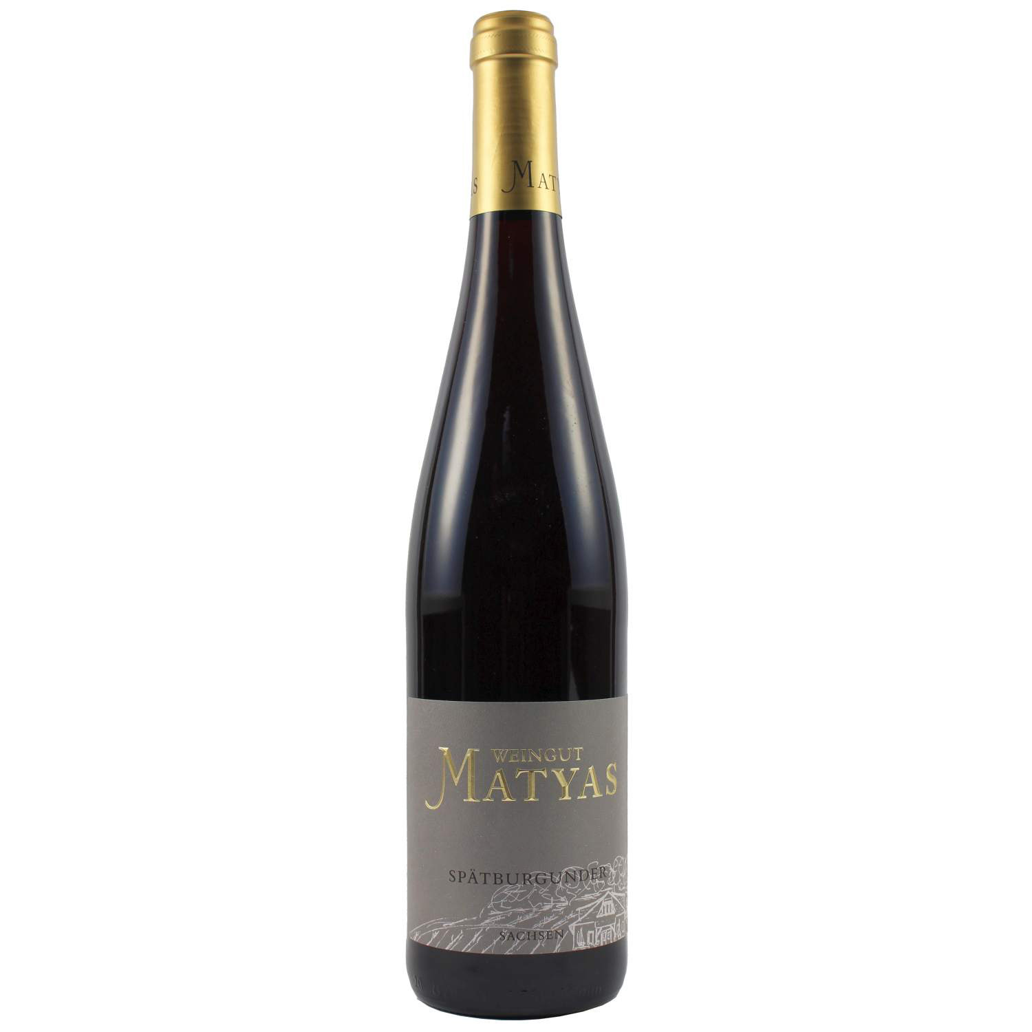 Flasche Spätburgunder trocken vom Weingut Matyas, Sachsen, Deutschland, 0,75 l