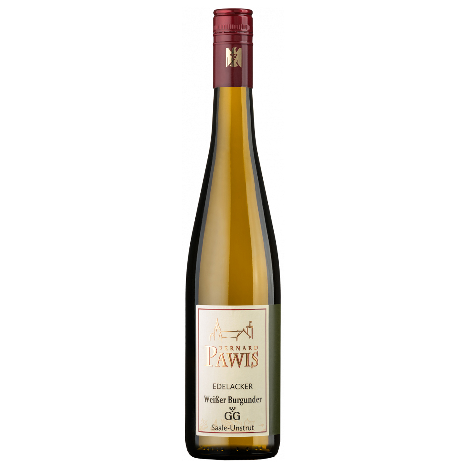 Flasche Weißburgunder Edelacker GG trocken vom Weingut Bernard Pawis, Saale-Unstrut, Deutschland, 0,75 l