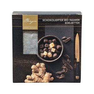 Bio Edelbitter Schokolade Confiserie Berger 110 g – Schokolierter Ingwer mit 70% Kakao, aromatisch und vegan.